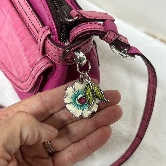 Brighton Beautiful Pink leather crossbody bag with bag charms - Picture 2 of 13